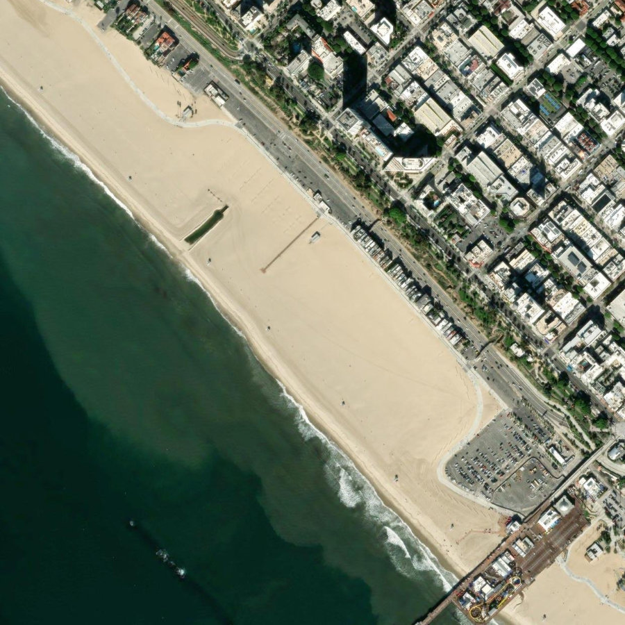 Overhead view of Santa Monica Beach