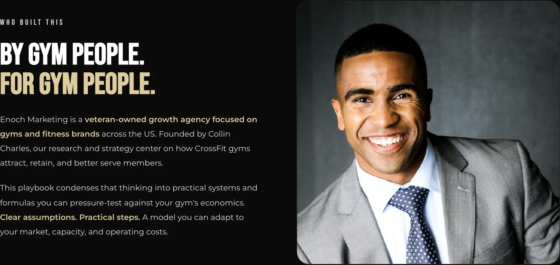 Playbook author section featuring Enoch Marketing founder Collin Charles